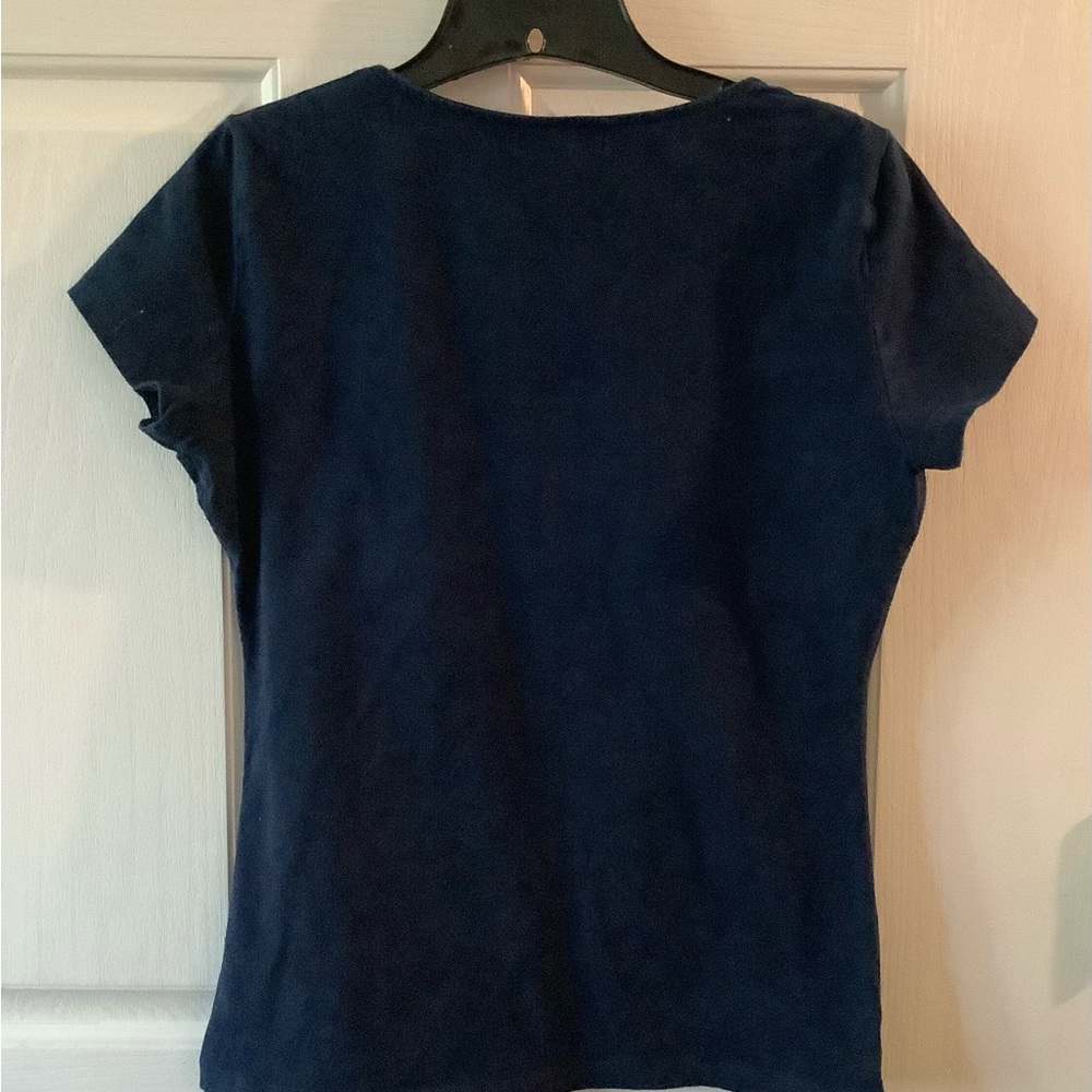 CHAPS Navy Blue, short sleeve top, size L. - Picture 5 of 8